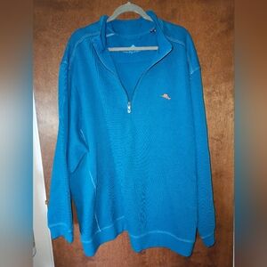 Blue Quarter-Zip Pullover with Logo